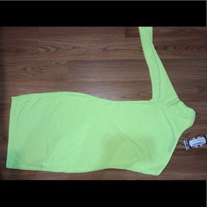 Neon green one shoulder dress